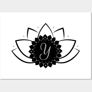 Y - Lotus Flower Monogram Posters and Art